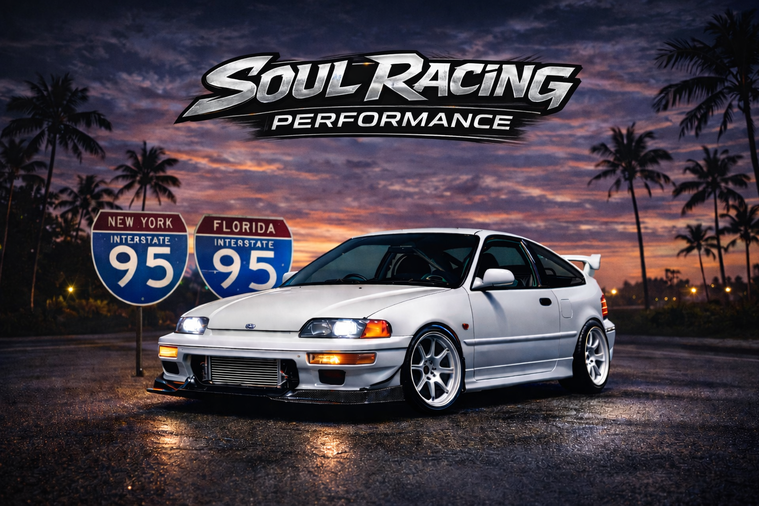 Soul Racing Performance Honda CRX at sunset